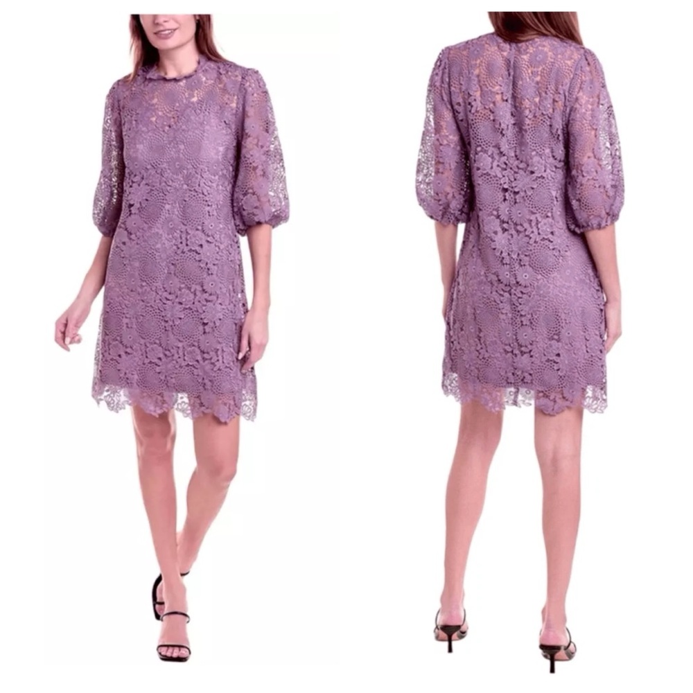 Johnny Was Lilac Crochet Lace Mini Dress